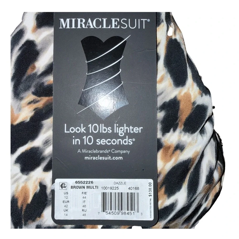 Miraclesuit Womens Size 12 Razzle Dazzle Brown Black Underwire Tankini Top New - Picture 7 of 7